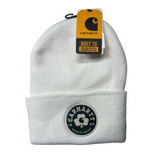 Carhartt Beanie Hat Cap WHITE Green SHAMROCK Outdoors Work Knit Winter Mens NWT
